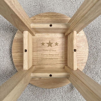 Personalised Child's Stool Wooden Engraved Star Design, 10 of 10