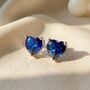 Sapphire Heart Sterling Silver Stud Gemstone Earrings, thumbnail 1 of 5