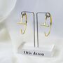 Gold Plated Minimalist Bar Hoop Earrings, thumbnail 3 of 8