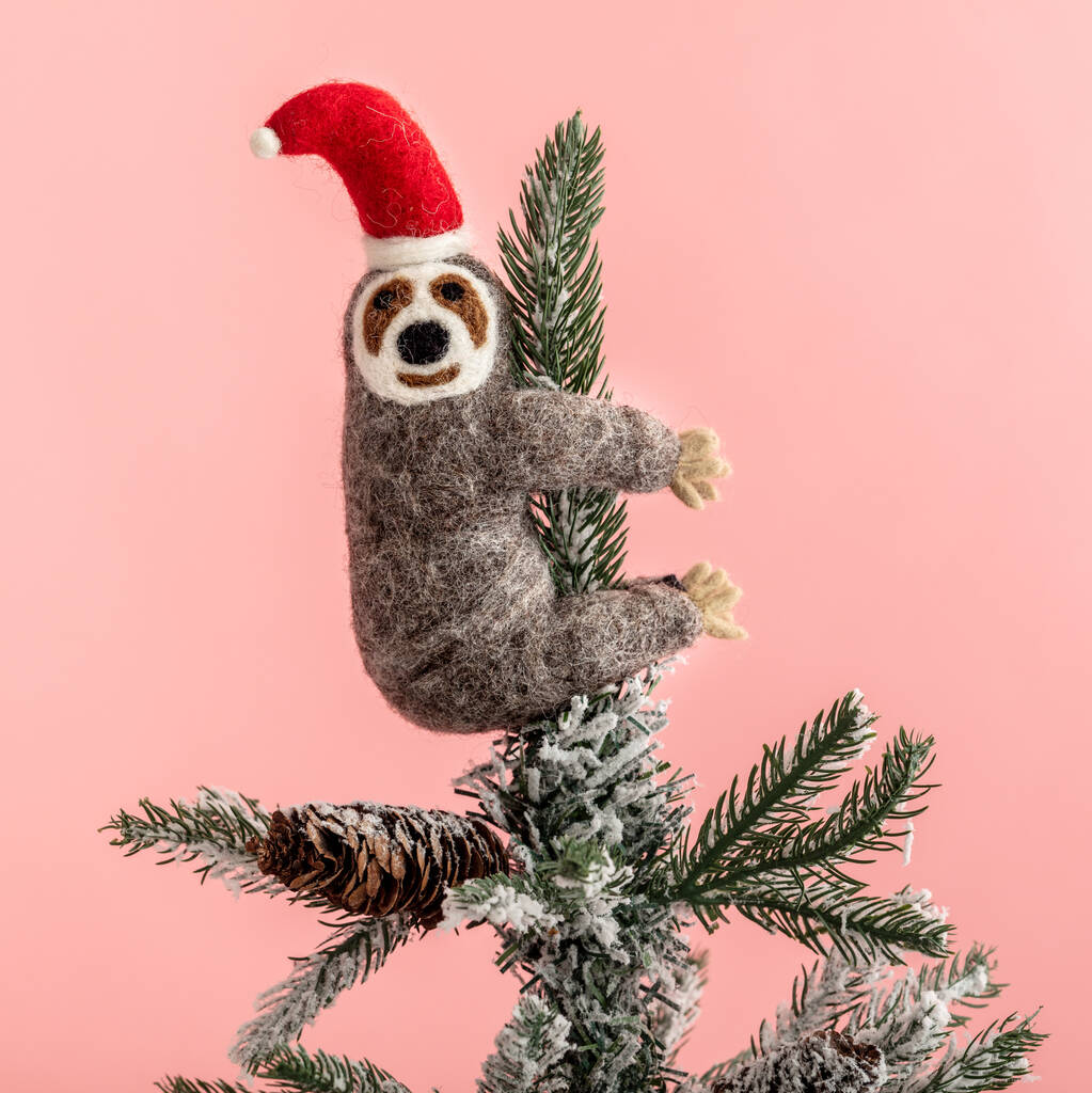 Felt Sloth Christmas Tree Topper, 1 of 3