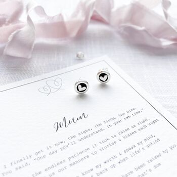 Sterling Silver Heart Stud Earrings With ‘Mum’ Poem Gift Card – Meaningful Mother’s Day Gift, 3 of 10