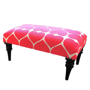 Fuchsia Heart Love Embroidered Upholstered Bench, 2 of 6