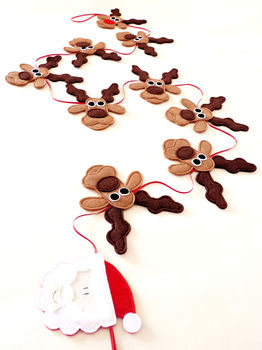 Handmade Felt Santa, Rudolph And Reindeer Bunting, 3 of 5