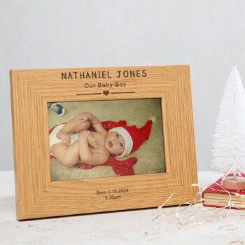 Personalised Engraved Baby Boy Christening Photo Frame, 2 of 7