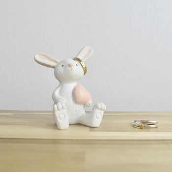 Ceramic Bunny Rabbit With Heart Ring Holder, 3 of 5