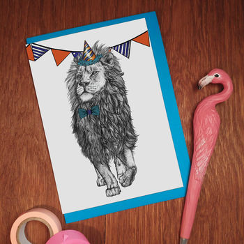 'Party Animal' Lion Greeting Card, 2 of 2