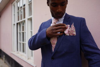 Mens Soft Pink Floral Pocket Square, 9 of 12