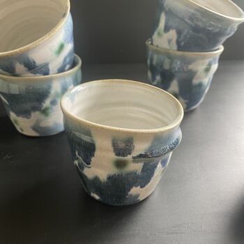 Blue Floral Tumblers Cute Wonky Hand Painted Cups, 7 of 10