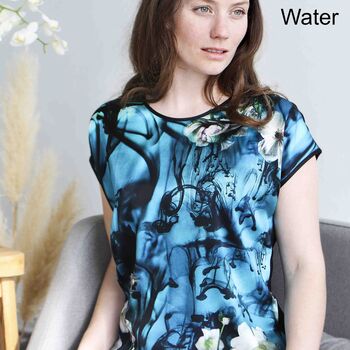 Silk Satin And Soft Jersey Floral Womens Top T Shirt, 8 of 8