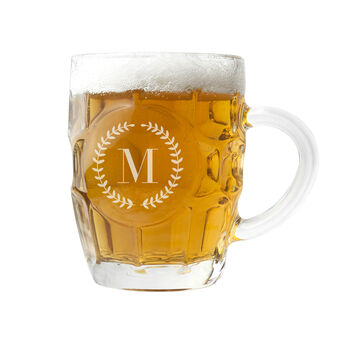 Monogrammed Wreath Dimpled Beer Glass, 6 of 6