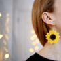 Real Sunflower Sterling Silver Or Gold Plated Earrings, thumbnail 1 of 12