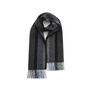 Striped Slim And Short Fringed Cashmere Scarf, thumbnail 1 of 3