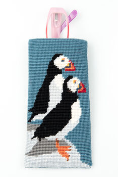 Puffins Glasses Case Tapestry Kit 100% British Wool, 3 of 4