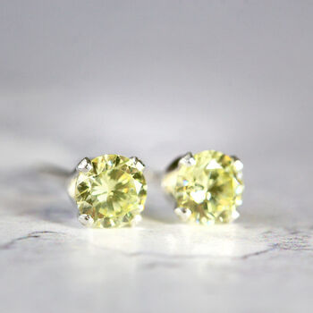 Lime Crystal Stud Earrings In Gold Or Silver, 5 of 12
