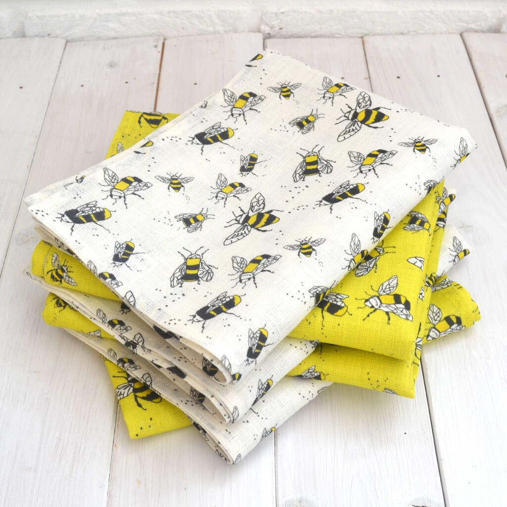 Buzzy Bee Linen Tea Towels, 1 of 7