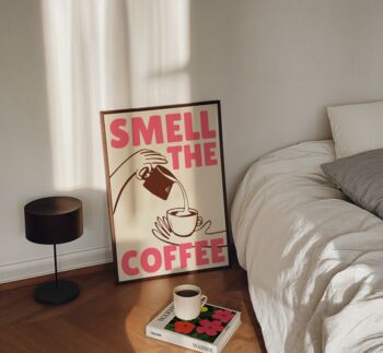 Smell The Coffee Kitchen Wall Art Print Retro, 3 of 11