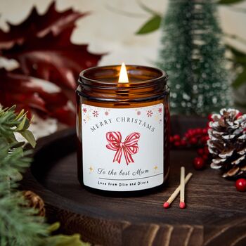 Merry Christmas To The Best Mum Personalised Christmas Candle Gift, 4 of 7