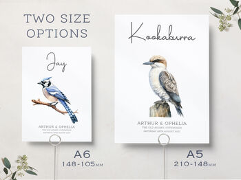 Bird Themed Wedding Table Number Cards, 3 of 9