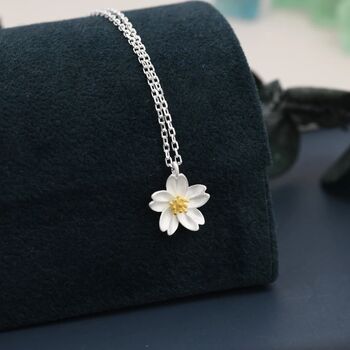 Sterling Silver Cherry Blossom Flower Pendant Necklace, 5 of 9