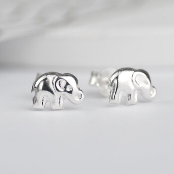 Sterling Silver Tiny Elephant Stud Earrings, 2 of 6
