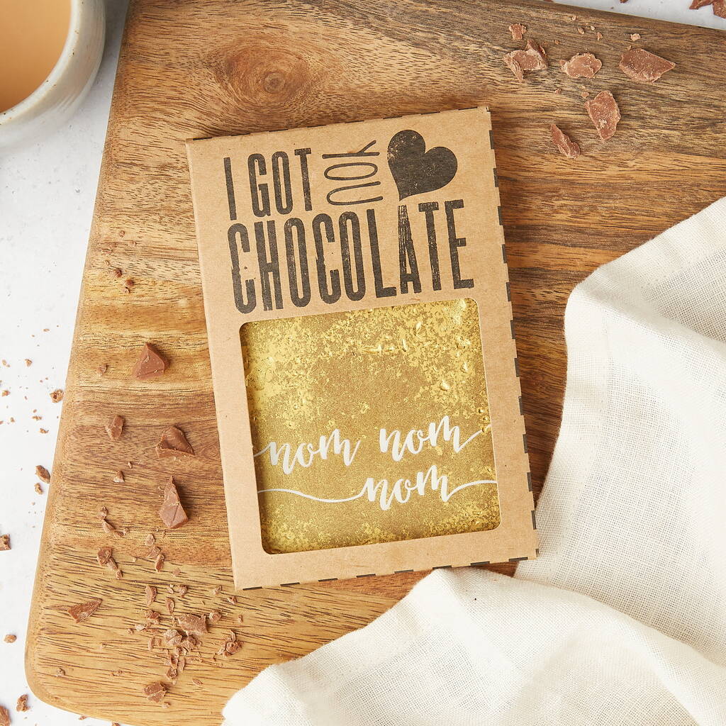 'Nom Nom Nom' Gold Chocolate Bar By Bagstock & Bumble