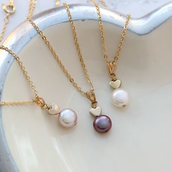 Single Pearl Pendant With Heart, 6 of 12