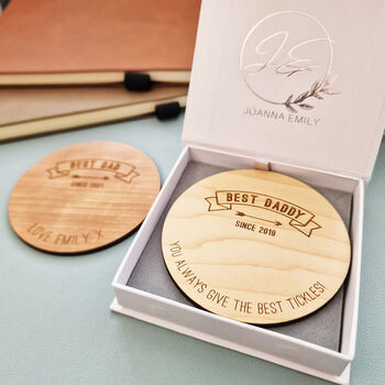 Personalised Wooden Best Dad Coaster, Father's Day Gift, 3 of 5