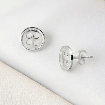 Sterling Silver Sewing Button Stud Earrings, 5 of 9