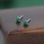 Natural Green Onyx Stud Earrings In Sterling Silver, thumbnail 2 of 12