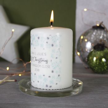 Personalised First Christmas New Home Snowflake Candle, 5 of 8