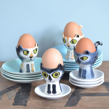 Black And White Cat Egg Cup, 4 of 4