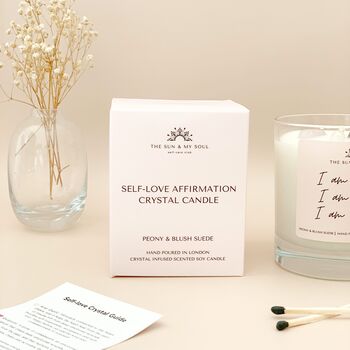 Self Love Affirmation Crystal Candle, Three Crystals, 5 of 5