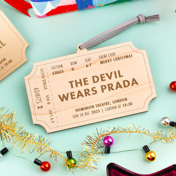 Personalised Musical Show Ticket Details Christmas Bauble, 3 of 5