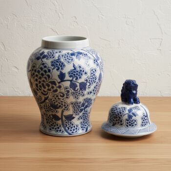 Chinoiserie Ginger Jar Pot White Blue Porcelain, 2 of 7