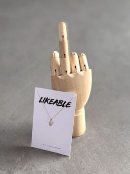 'Likeable' Sterling Silver Middle Finger Necklace, 6 of 10