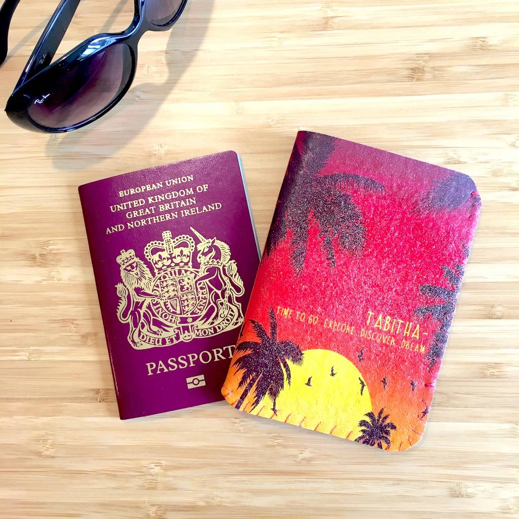 Personalised Passport Holder Sunset Palms, 1 of 4