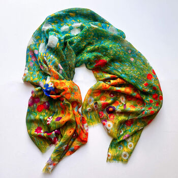 Colourful Wildflower Meadow Scarf Gift For Her — Personalised Gift Card And Gift Box Option, 8 of 12