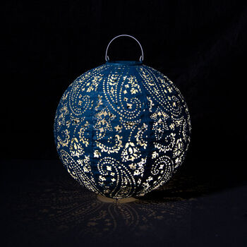 Two Paisley Teal Garden Solar Lanterns, 5 of 7