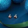 Tiny Cz Labybird Stud Earrings In Sterling Silver, thumbnail 4 of 12