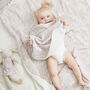 Baby Girl Vintage Floral Comforter With Wooden Teether, Handmade Gift For Newborn Girl, thumbnail 4 of 10