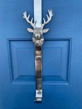 Highland Stag Chrome Silver Finish Wreath Hanger, 4 of 8