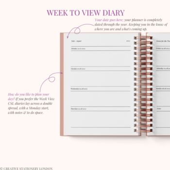 Personalised 2024 Weekly Diary| Planner| Dusky Pink, 5 of 10