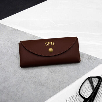 Handmade Personalised Leather Rounded Glasses Case, 4 of 9