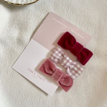 Set Of Three Children's Bow Hair Clips, 2 of 5