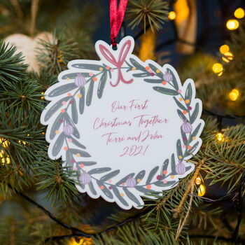 Personalised Christmas Wreath Tree Decoration, 2 of 4