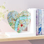 Map Location Heart Bookend Wedding Or Anniversary Gift, thumbnail 1 of 5
