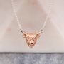 Highland Cow Necklace In Silver Or Rose Gold Plate, thumbnail 2 of 10