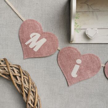 Heart Shaped Bunting In Dusky Pink For Girls Baby Room, 10 of 12
