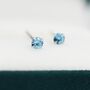 Sterling Silver March Birthstone Aquamarine Blue Cz Stud Earrings, thumbnail 6 of 12