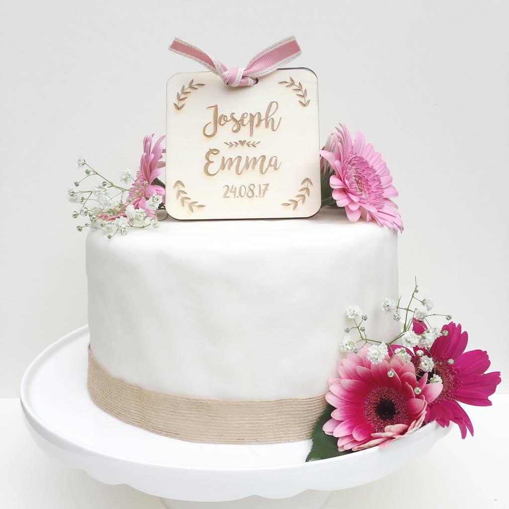 Personalised Wooden Wedding Couple Cake Decoration, 1 of 6